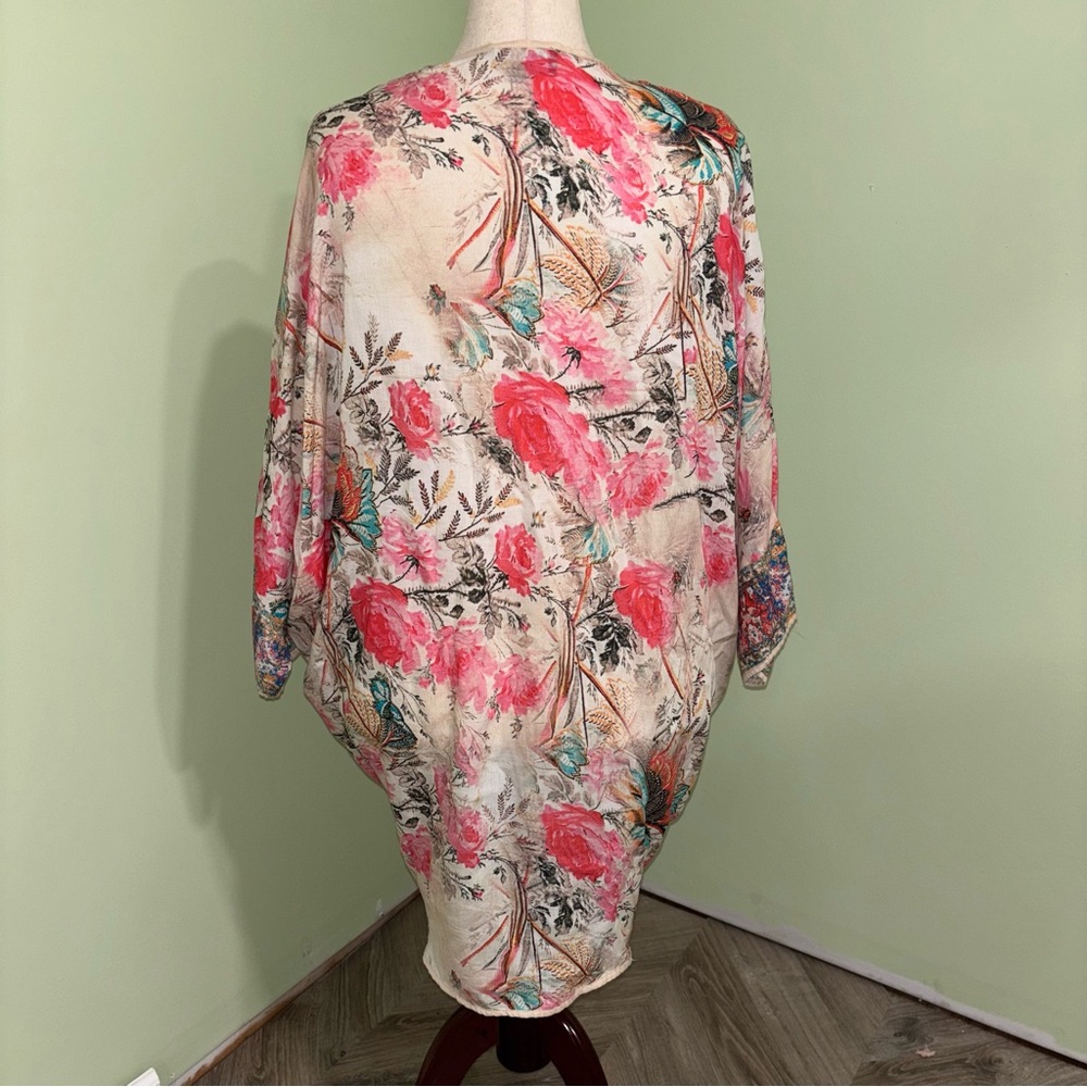 Feathers By Tolani Floral Print Kimono Colorful Boho Beach Women’s One Size - Picture 2 of 8
